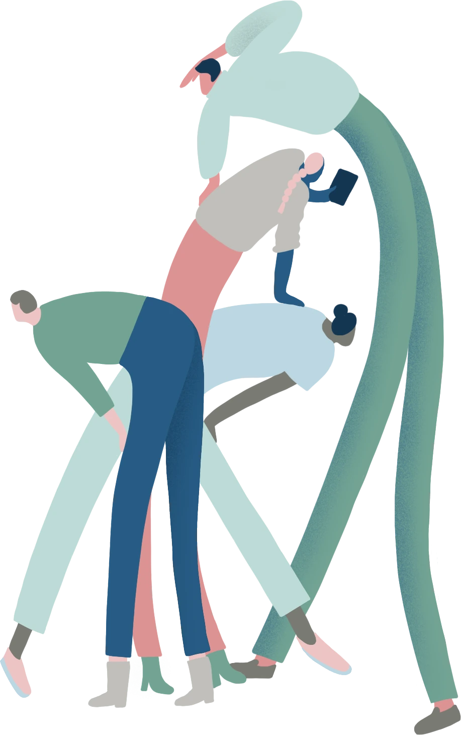 Illustration: Menschen, die einander unterstützen und weiterhelfen